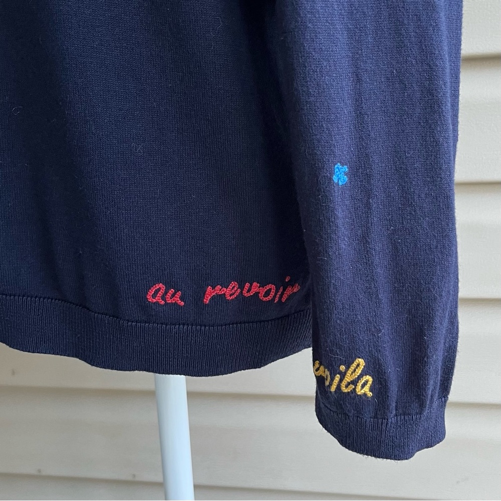 •Talbots• Cotton Blend French Phrases Cardigan - Size Xp - Picture 6 of 9
